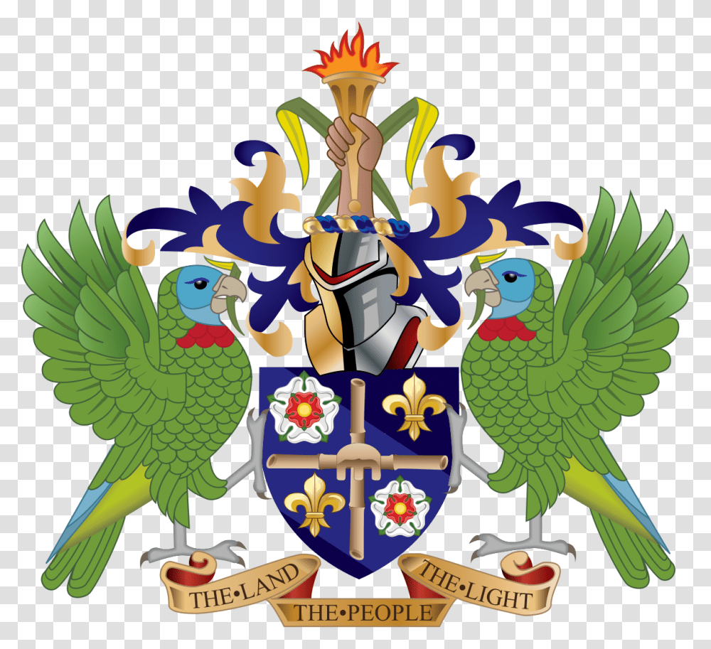 St Lucia Coat Of Arms, Bird, Animal, Emblem Transparent Png