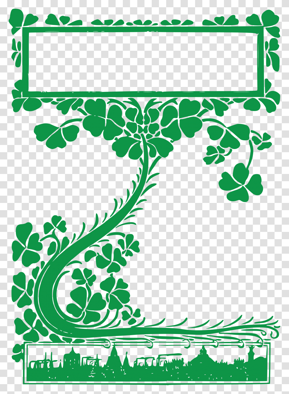 St Patrick's Day Border Clover Vine Clipart, Floral Design, Pattern Transparent Png