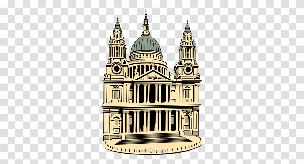 St Pauls Cathedral Royalty Free Vector Clip Art Illustration, Architecture, Building, Church, Dome Transparent Png