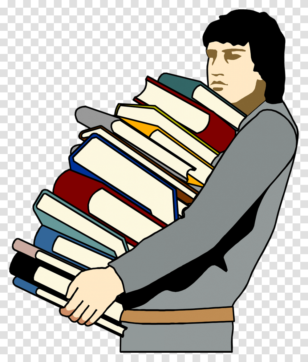 Stack Of Books Clipart Carrying Lots Of Books, Person, Musical Instrument, Xylophone, Hand Transparent Png