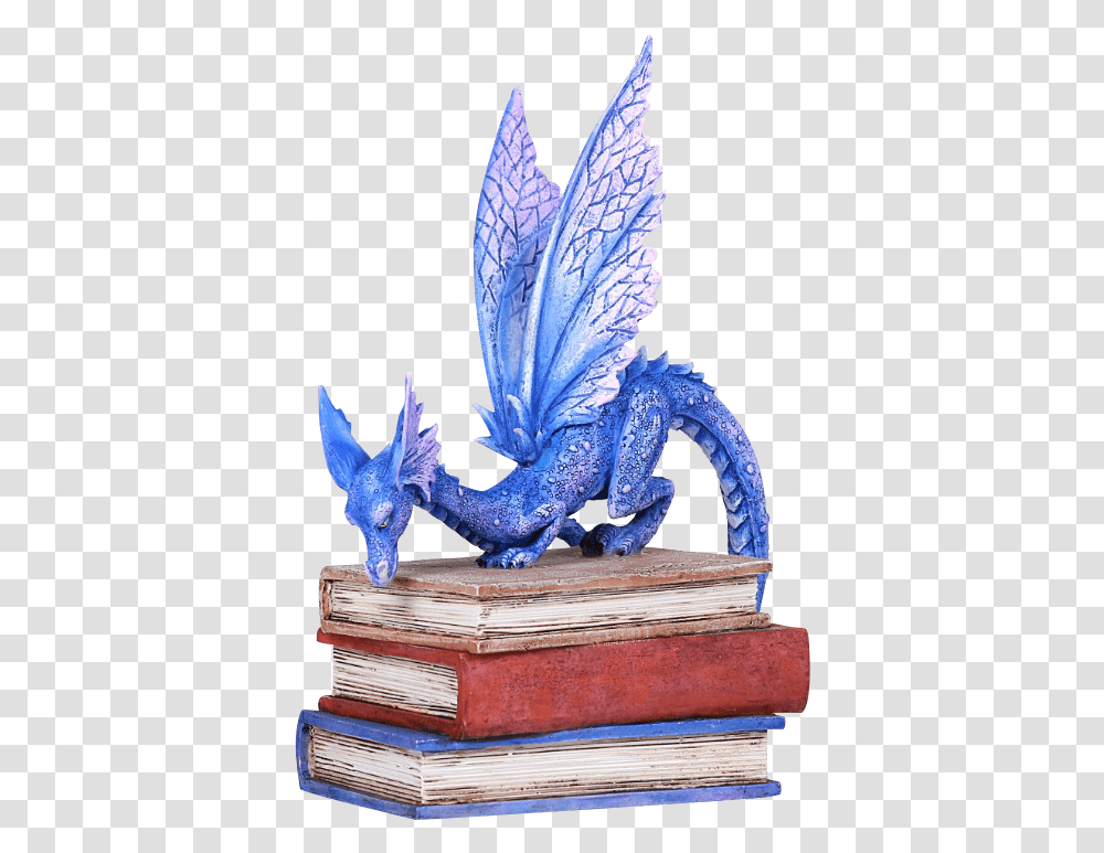 Stack Of Books Dragon Statue Dragon Reading A Book, Bird, Animal, Figurine Transparent Png