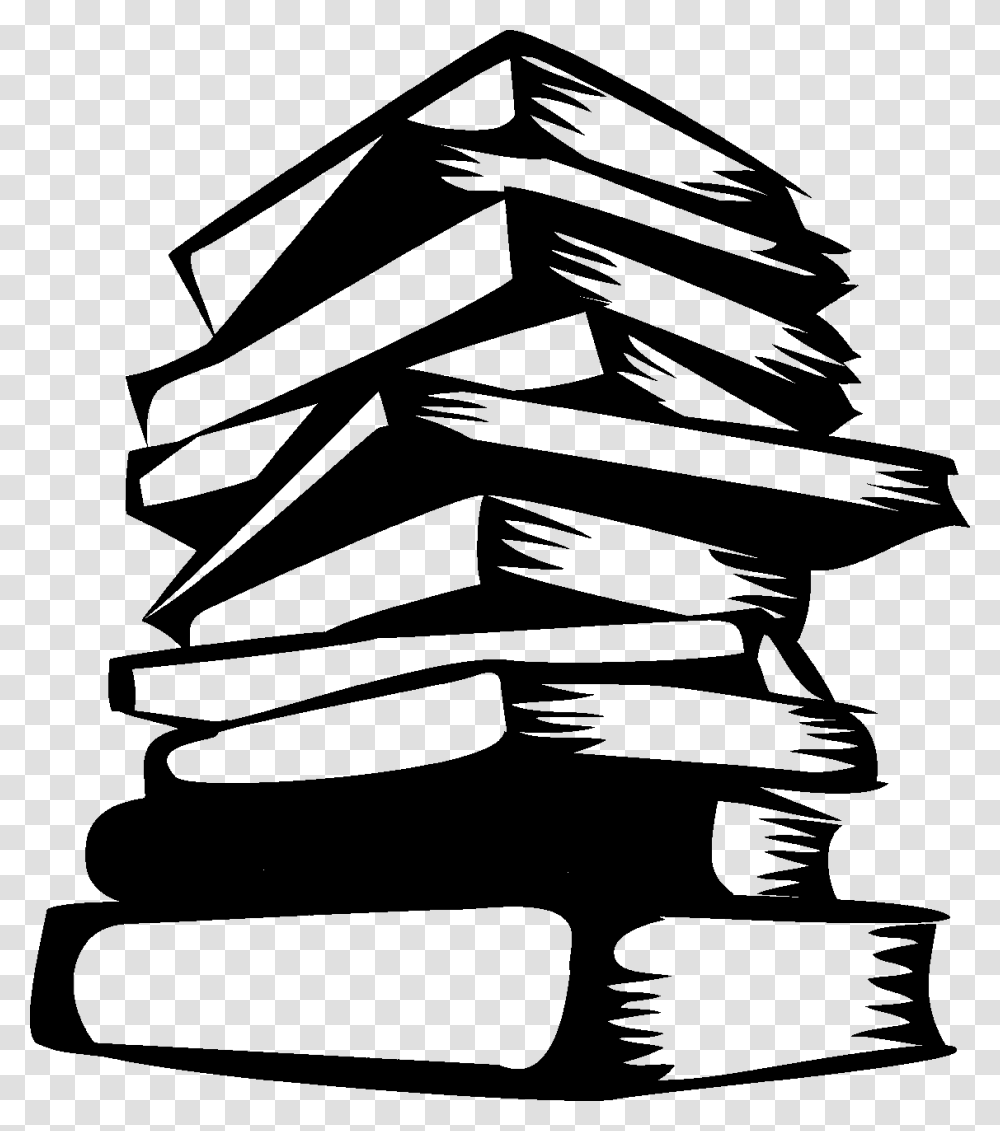 Stack Of Books Stencil Stacked Books Clipart Black And White, Outdoors, Piano, Leisure Activities Transparent Png