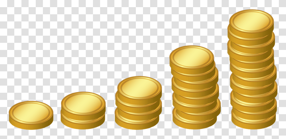 Stack Of Coins, Gold, Money, Treasure, Leaf Transparent Png