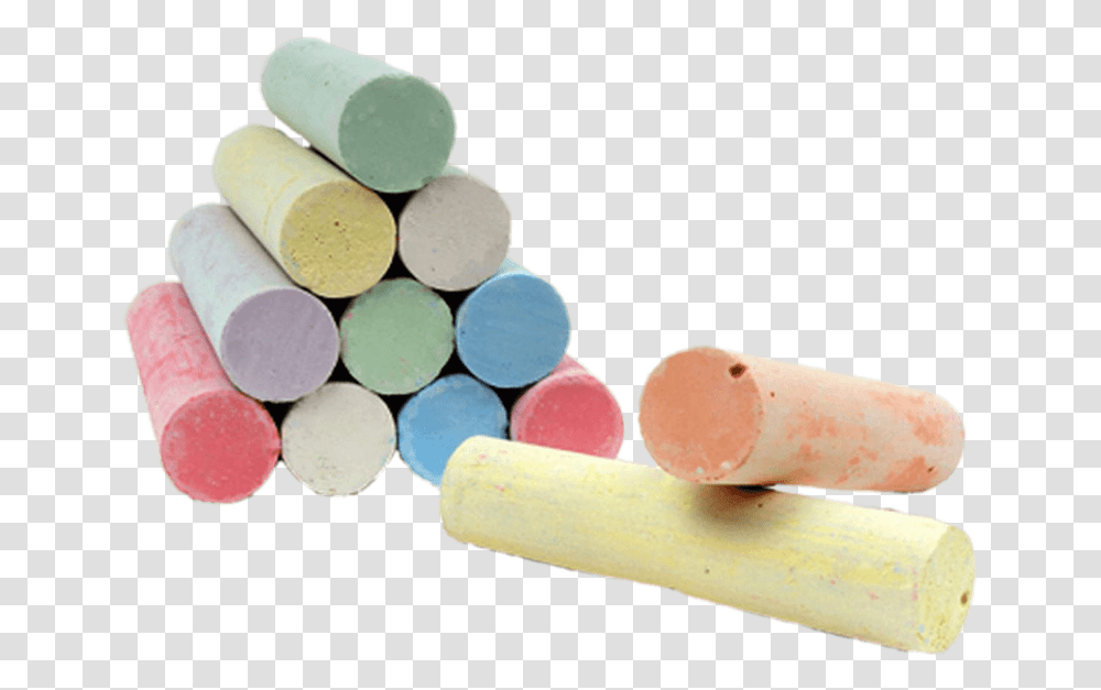 Stack Of Coloured Chalk Sticks Sidewalk Chalk, Rubber Eraser, Crayon, Cork Transparent Png