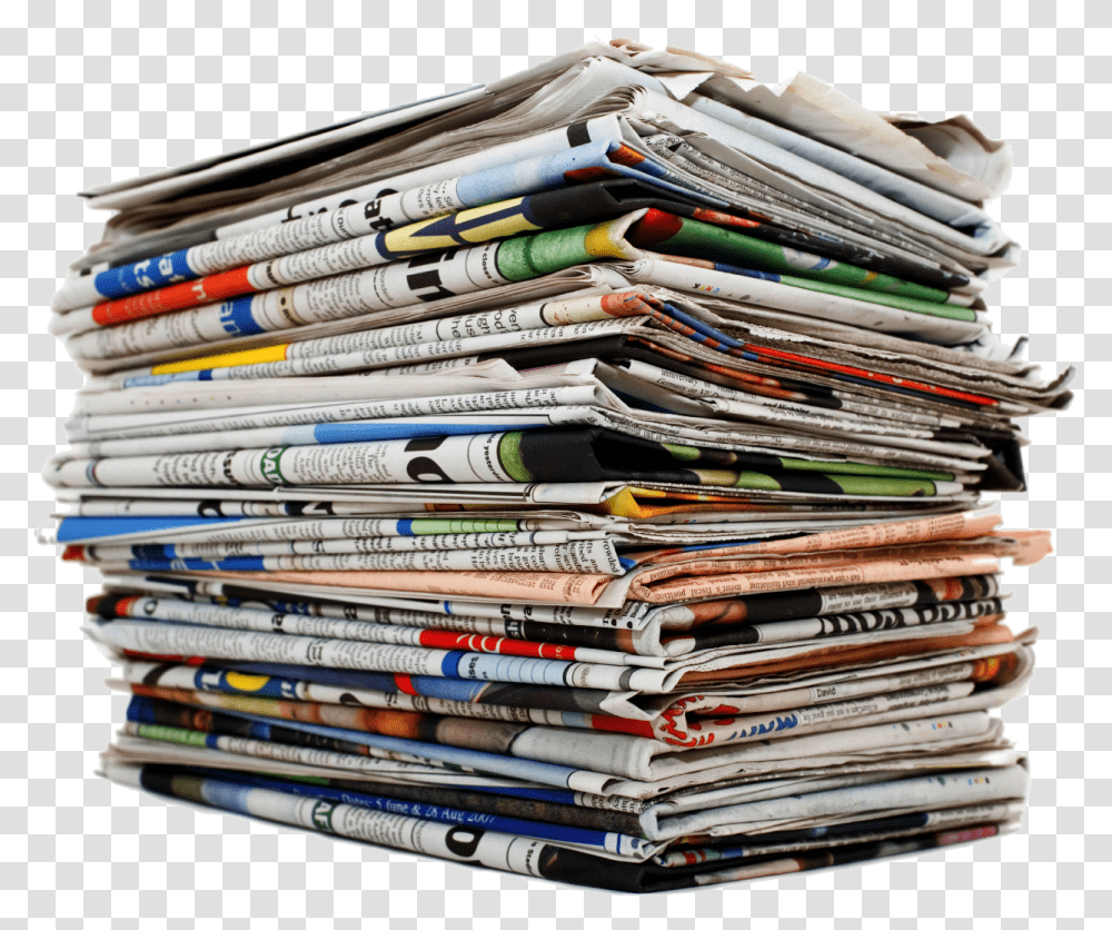 Stack Of Newspapers Image Newspaper Recycling, Text, Document, File Transparent Png