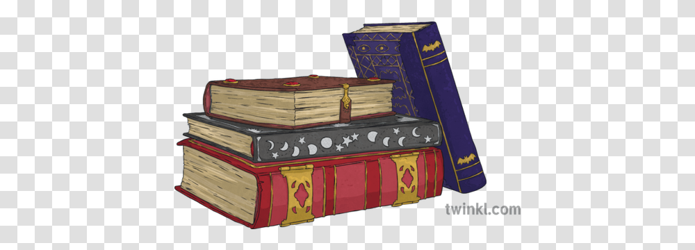 Stack Of Spell Books Witch Wizard Witchcraft Magic Halloween Ks2 Stack Of Magic Books, Box, Architecture, Building, Funeral Transparent Png