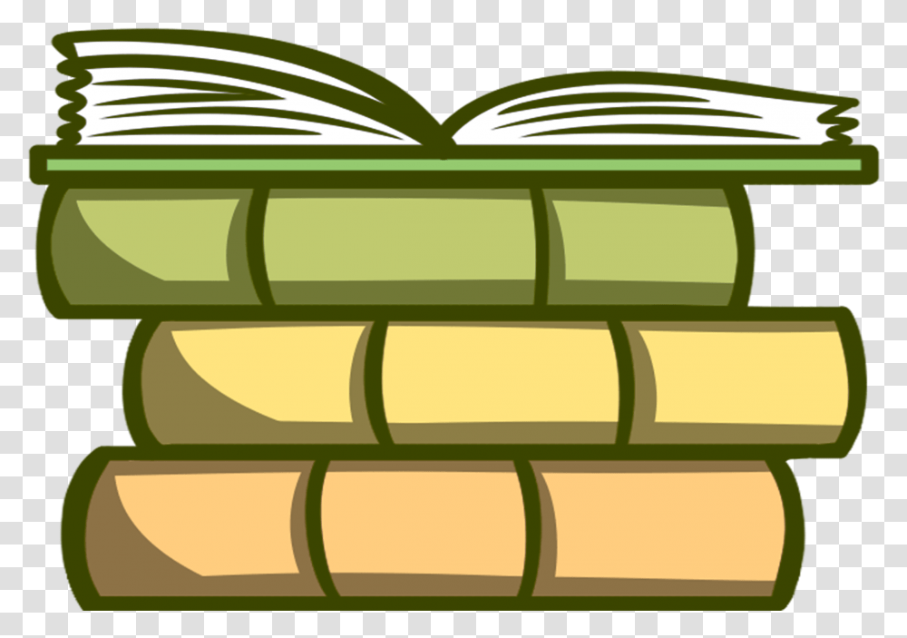 Stacked With Open Book Download Stack Of Books Clipart, Brass Section, Musical Instrument, Horn, Bugle Transparent Png