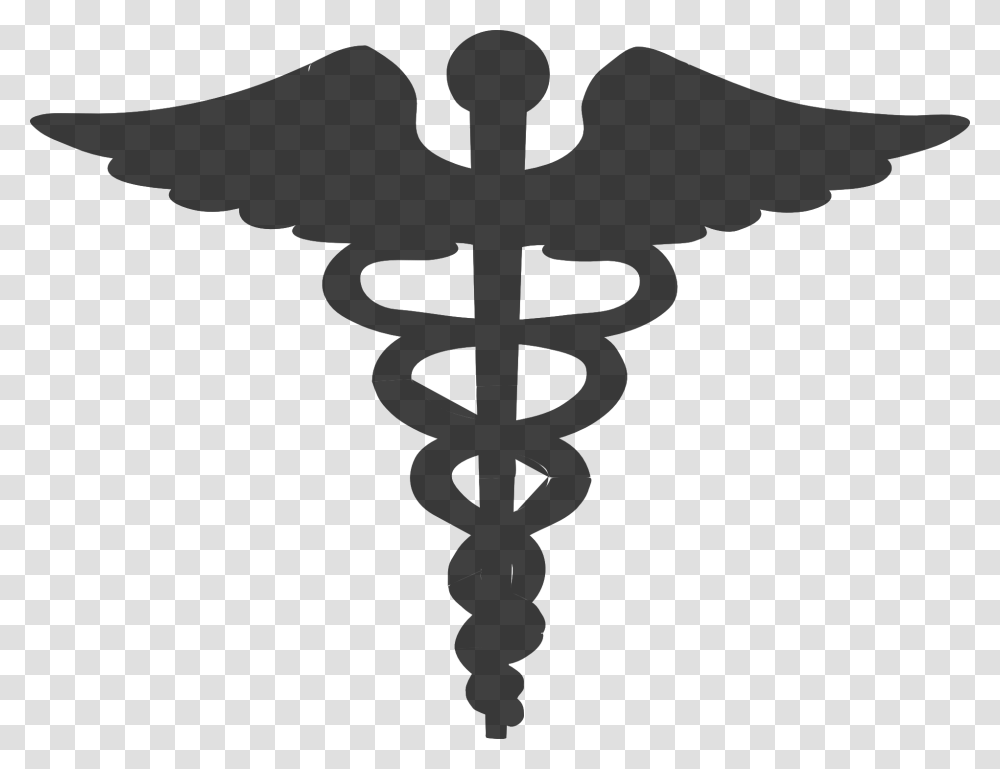 Staff Of Hermes Caduceus As A Symbol Of Medicine Clip Medical Logo Clear Background, Emblem, Silhouette, Stencil, Cross Transparent Png