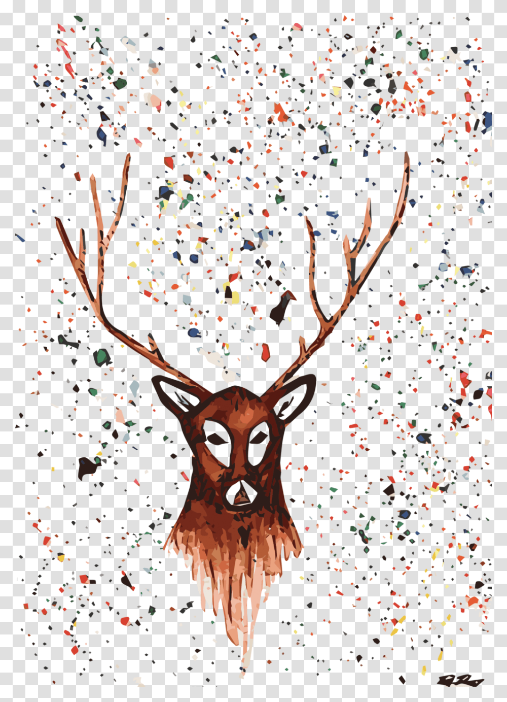 Stag Deer, Confetti, Paper, Animal, Mammal Transparent Png