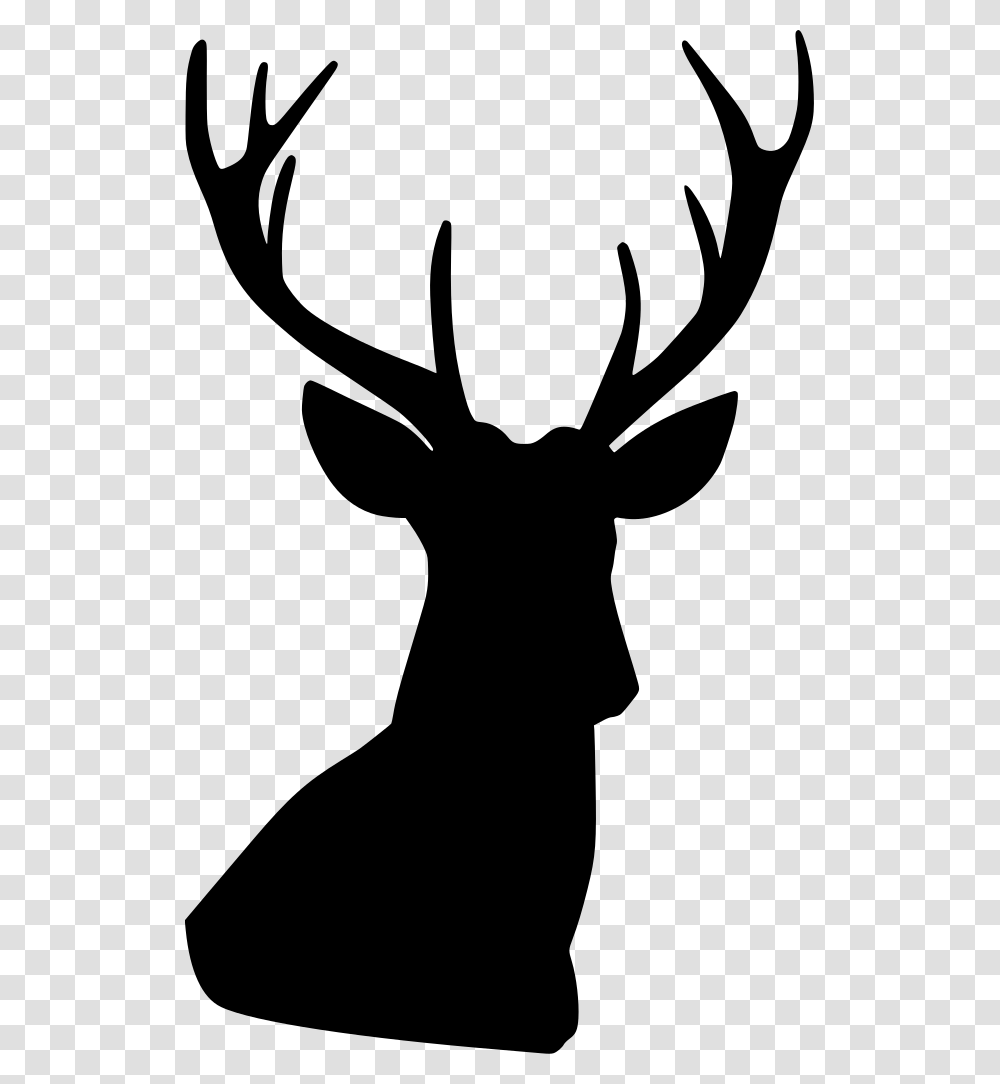 Stag Vector Horns Deer Head Silhouette, Gray, World Of Warcraft Transparent Png