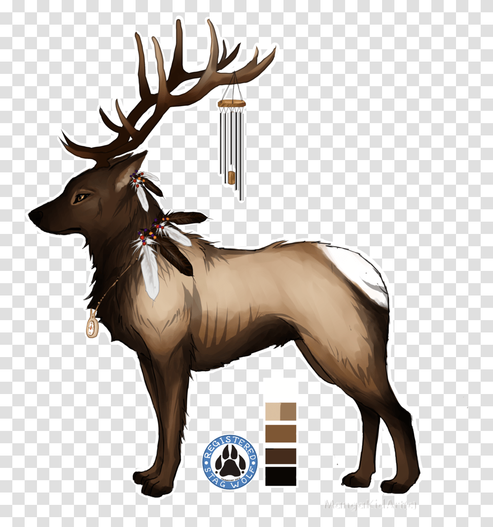 Stag Wolf For Rayven By Mangakidart D7zsti4 Wolf With Deer Antlers, Elk, Wildlife, Mammal, Animal Transparent Png
