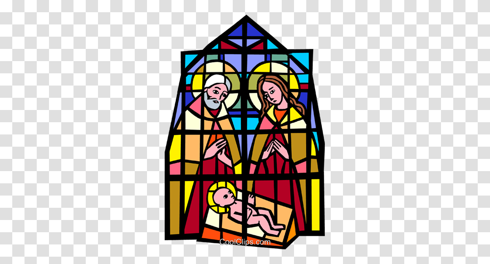 Stained Glass Jesus Joseph Mary Royalty Free Vector Clip Art, Poster, Advertisement Transparent Png