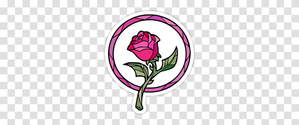 Stained Glass Rose Beauty And The Beast Sticker, Plant, Flower, Blossom, Painting Transparent Png