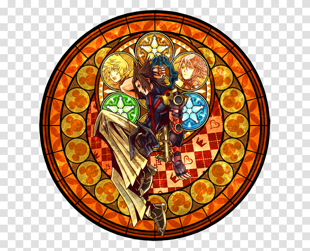 Stained Glass Window Kingdom Hearts Memorial Stained Glass Clock, Painting Transparent Png