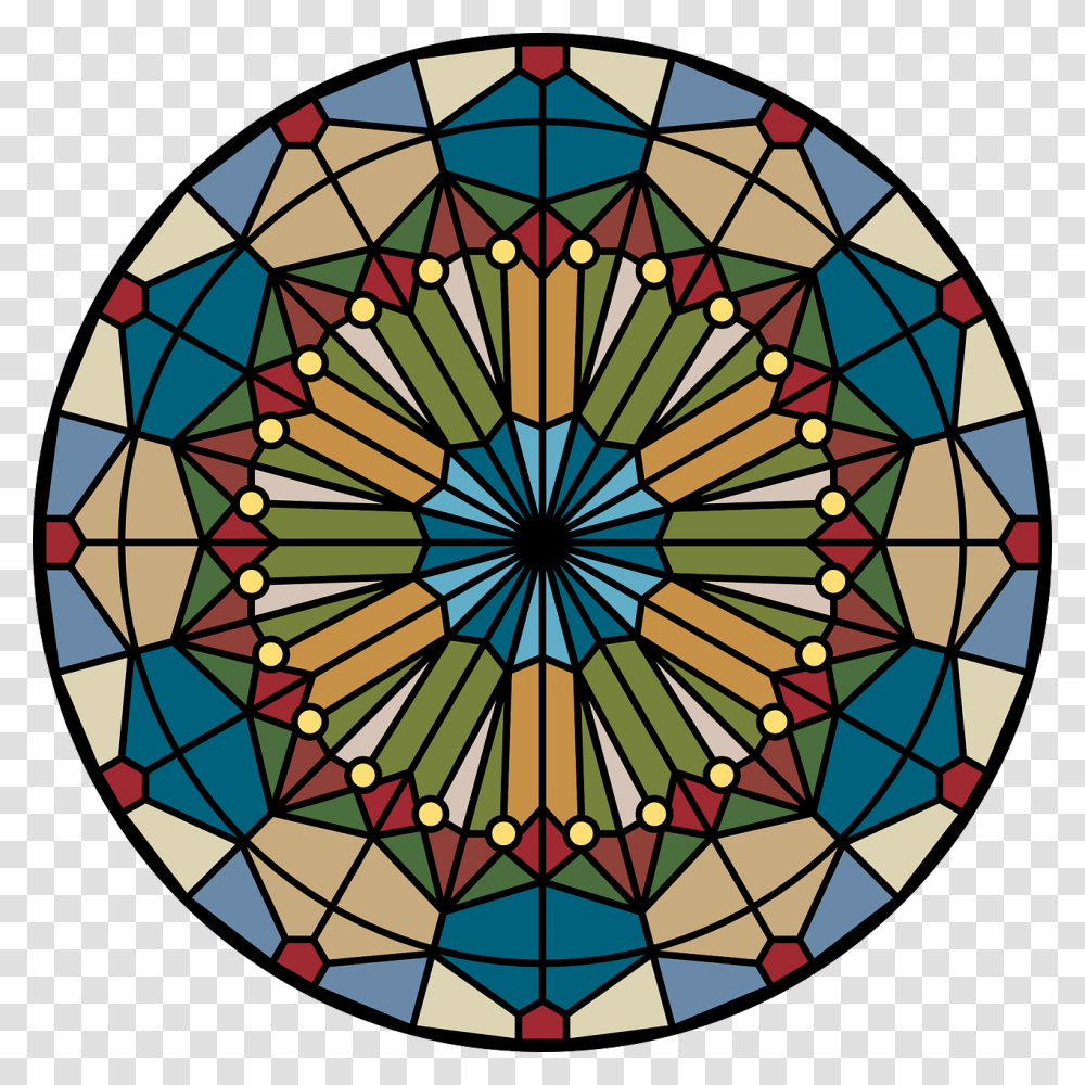 Stained Glass Window Round Church Stained Galss, Ornament, Pattern, Fractal Transparent Png
