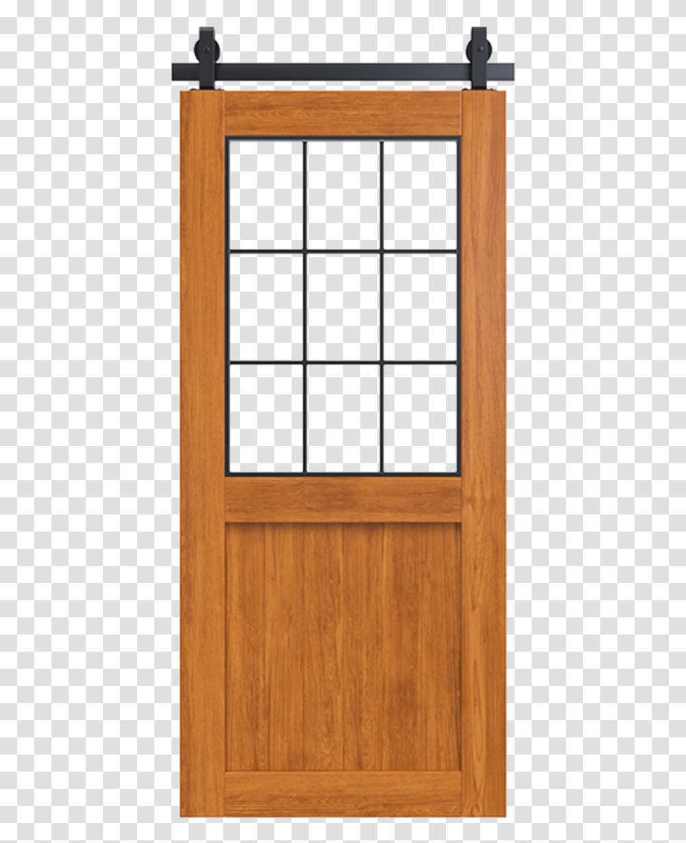 Stained Wood Frame Barn Door With Glass Window Door, Hardwood, Picture Window, French Door Transparent Png