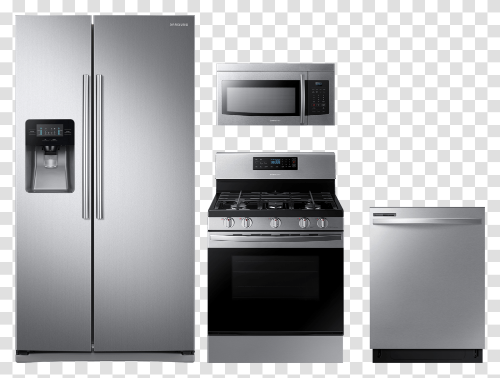 Stainless Steel Stove And Fridge, Appliance, Microwave, Oven, Indoors Transparent Png