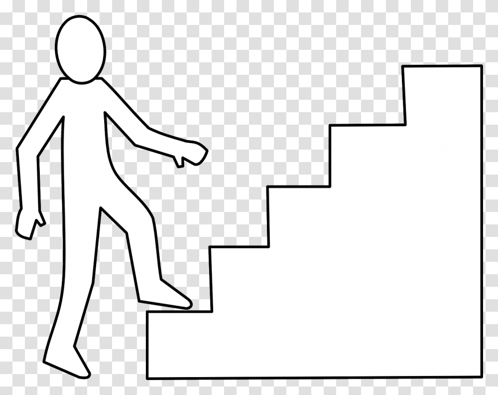 Staircase Stairs Climb Up Man Clipart Black And White Upstairs, Sport, Cross, Badminton Transparent Png