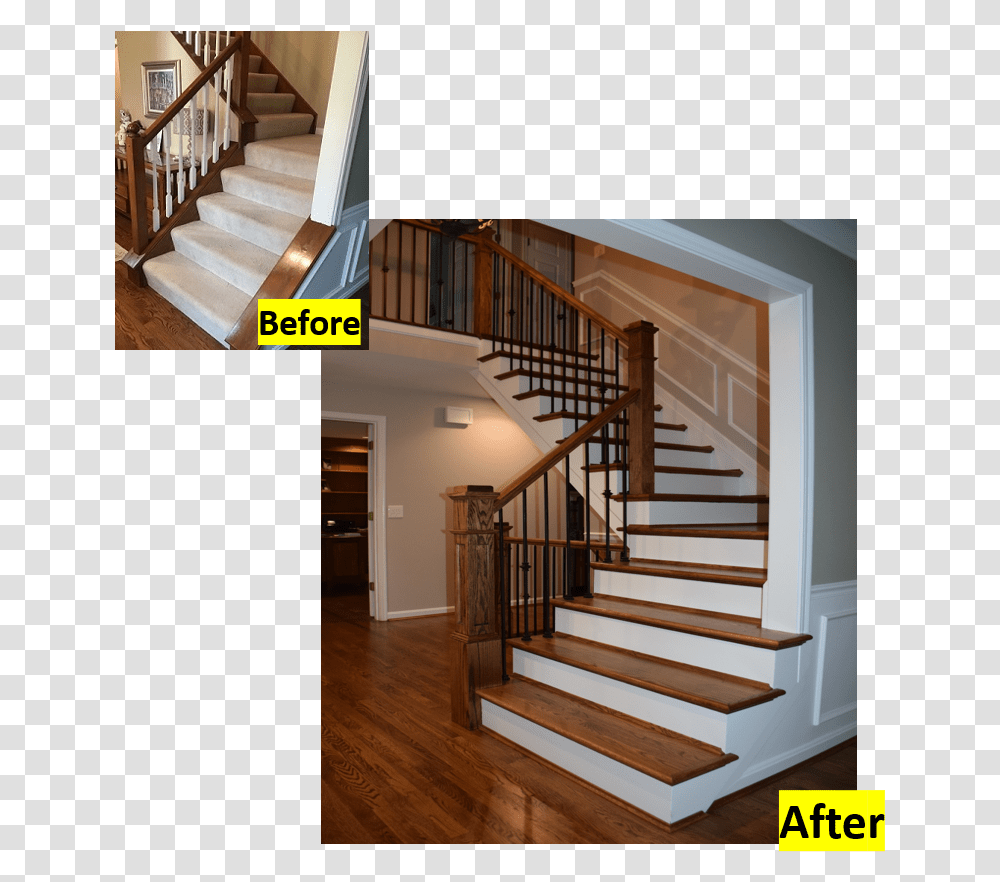 Stairway Before After Biggest Loser, Staircase, Wood, Hardwood, Handrail Transparent Png