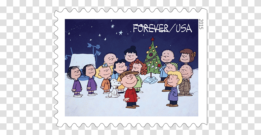 Stamp Cbxmas Gallery 4 Charlie Brown Christmas Group, Postage Stamp, Poster, Advertisement, Envelope Transparent Png