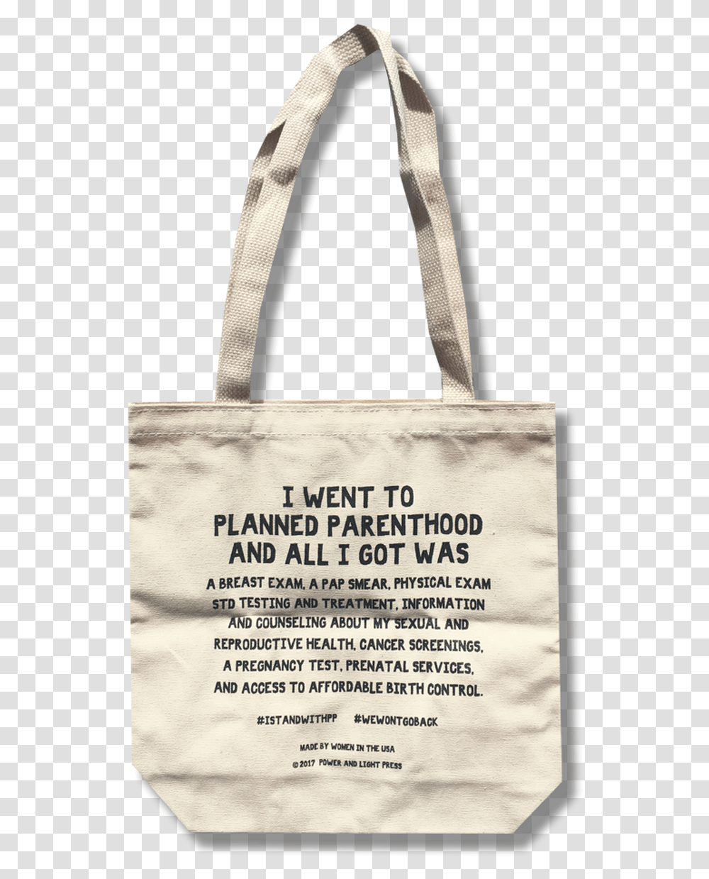 Stand With Planned Parenthood Tote Bag Tote Bag, Shopping Bag, Handbag, Accessories, Accessory Transparent Png