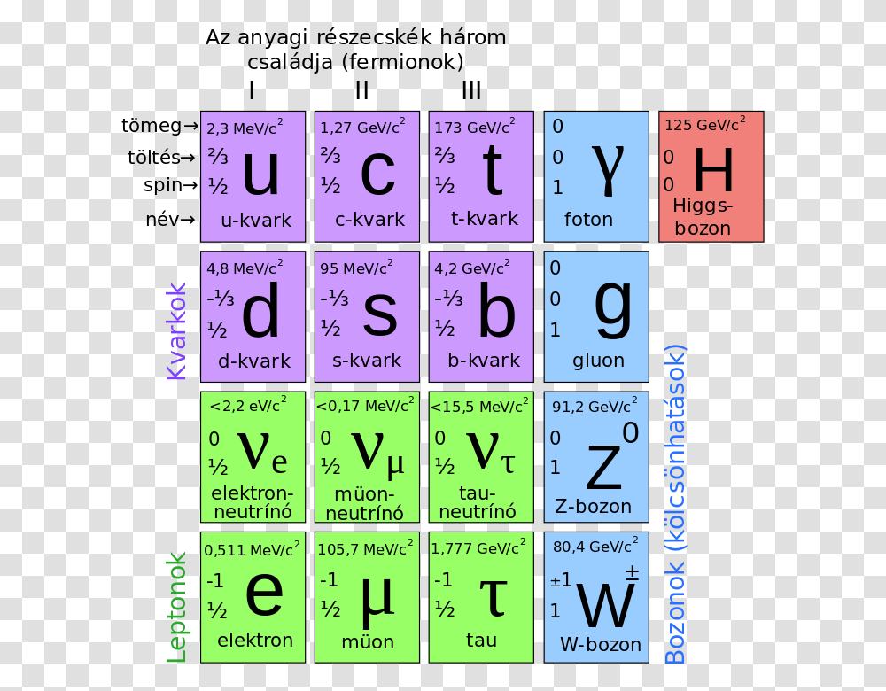 Standard Model Of Elementary Particles Hu Graphic Design, Word, Number Transparent Png