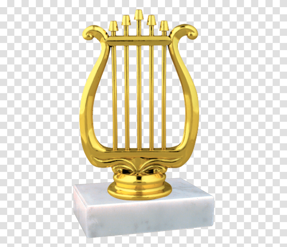 Standard Trophy In Marble Base Gold Lyre, Musical Instrument, Harp, Leisure Activities, Sink Faucet Transparent Png