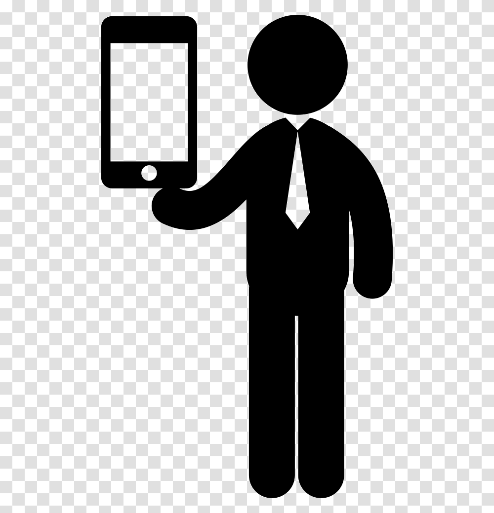 Standing Business Man With A Tablet On Hand Man With Tablet Icon, Person, Human, Electronics Transparent Png