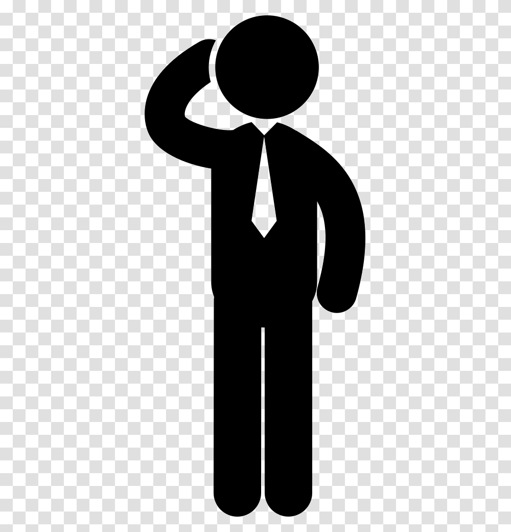 Standing Businessman Thinking With Stick Figure With Tie, Hand, Person, Human Transparent Png