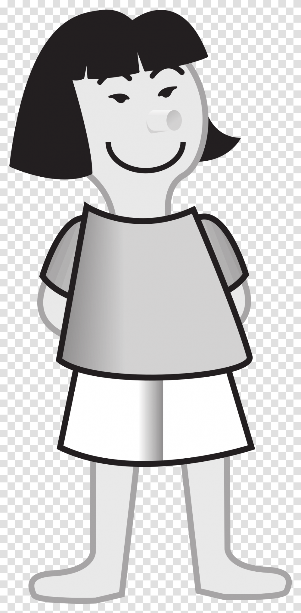 Standing Girl Clipart Black And White, Lamp, Apparel, Dish Transparent Png