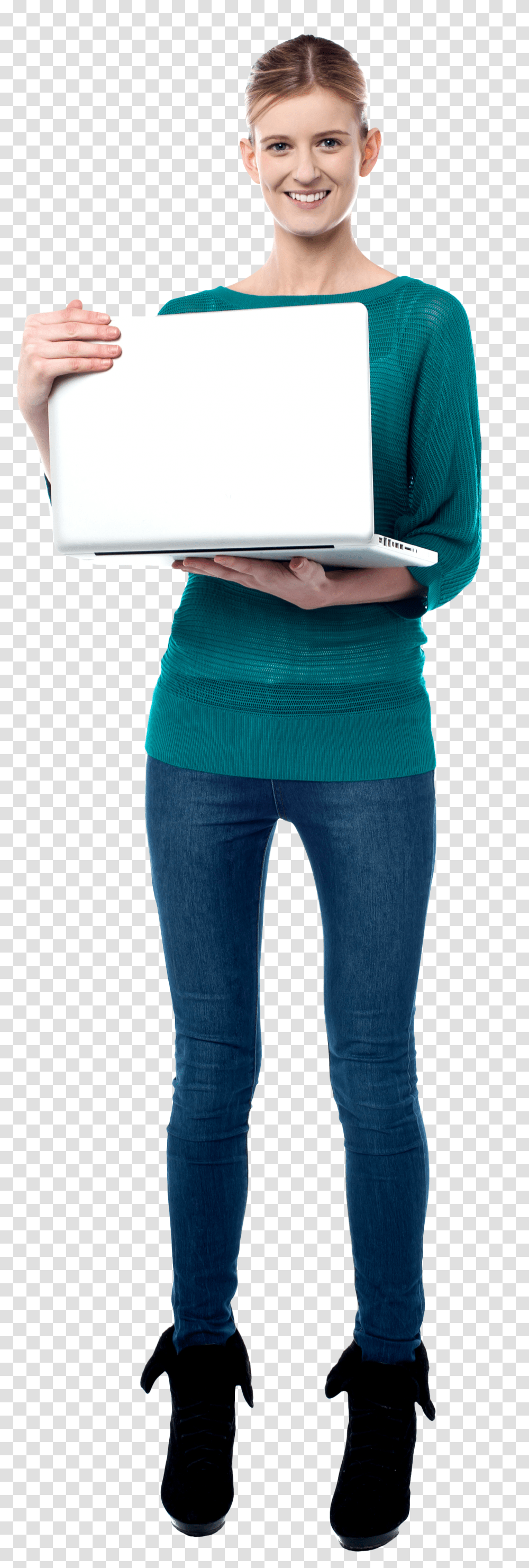 Standing Girl With Laptop Transparent Png