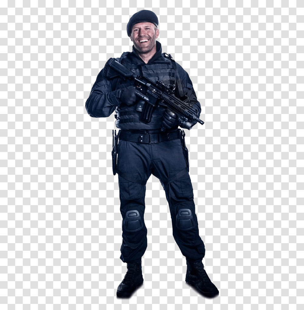 Standing Jason Statham Picture Jason Statham Lee Christmas, Person, Gun, Weapon, Military Uniform Transparent Png