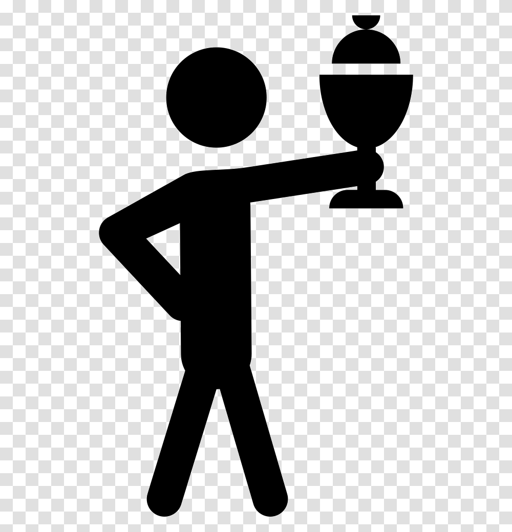 Standing Man Holding Sportive Trophy Cup Portable Network Graphics, Stencil, Silhouette, Photography Transparent Png