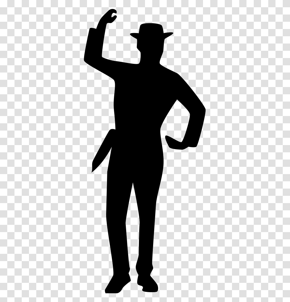 Standing Man Silhouette Silueta De Bailarin Con Sombrero, Person, Human, Stencil Transparent Png