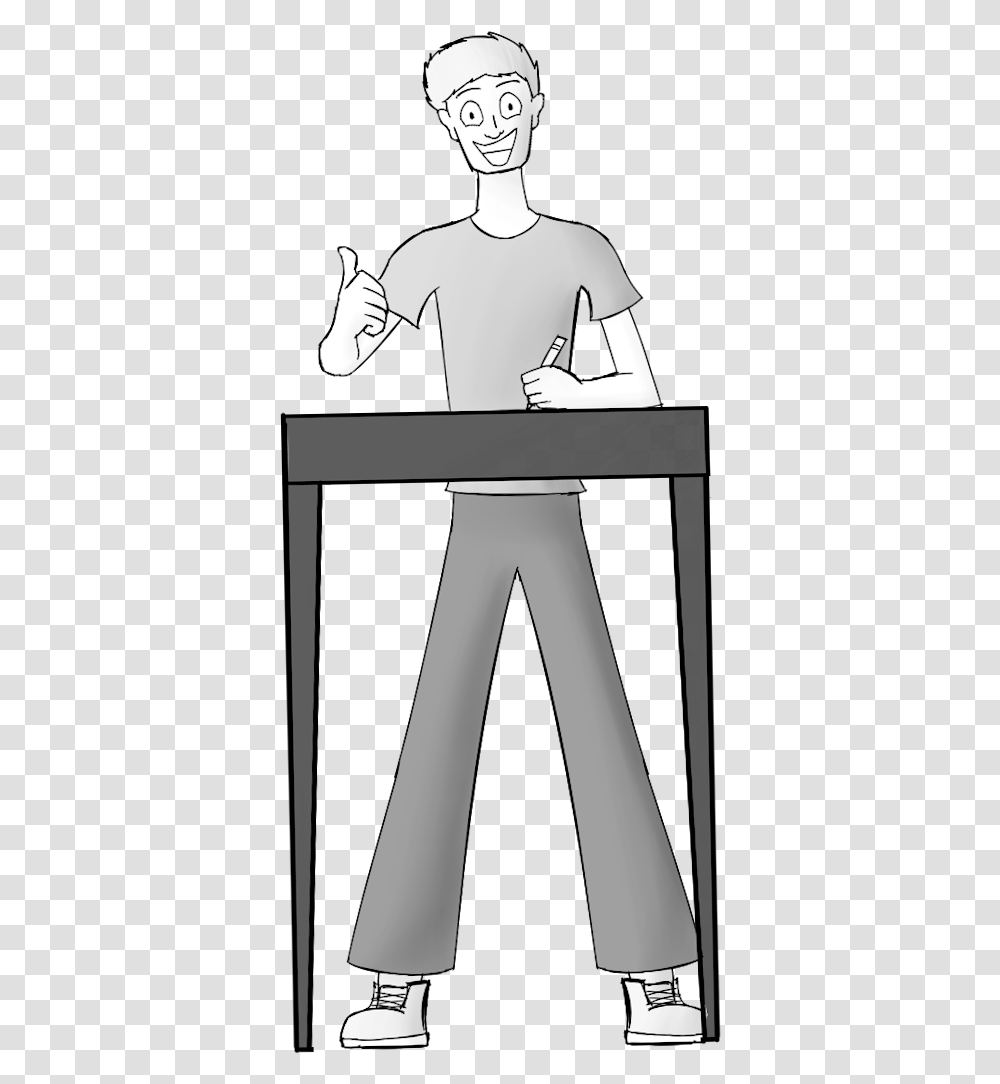 Standing, Person, Furniture, Tabletop Transparent Png