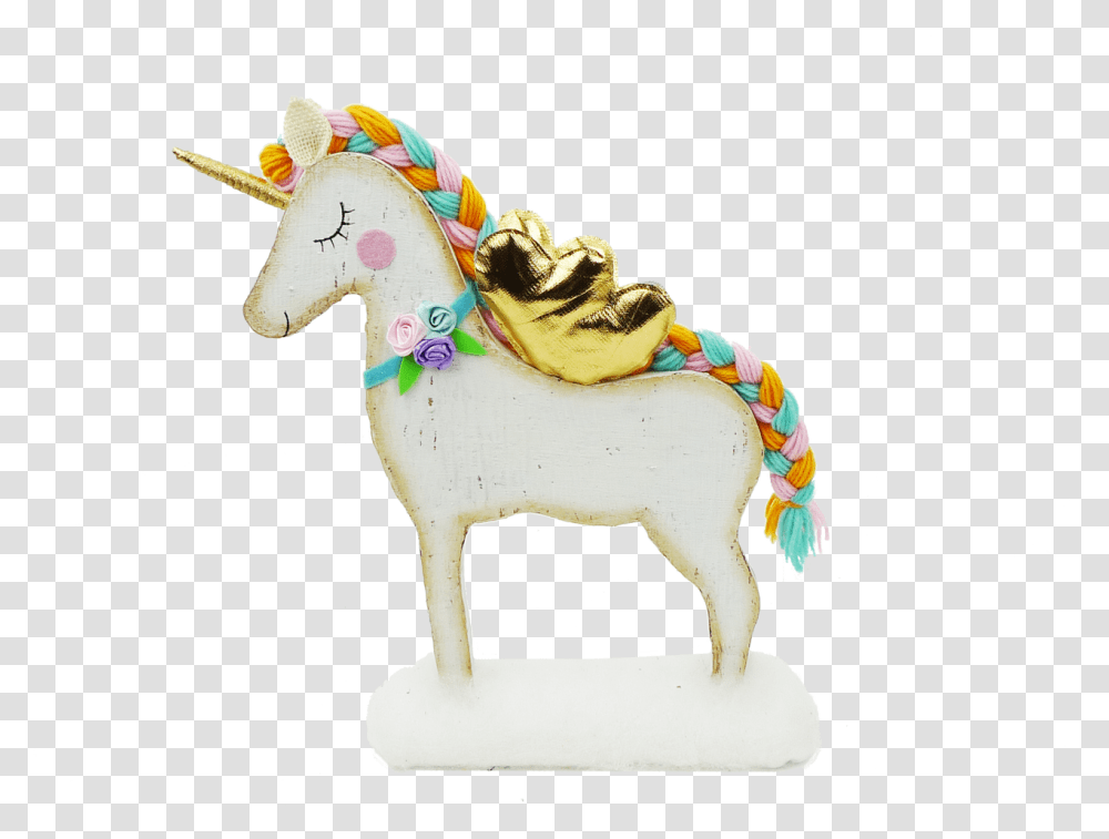 Standing Unicorn With Gold Wings Unicorn, Figurine, Bird, Animal, Art Transparent Png