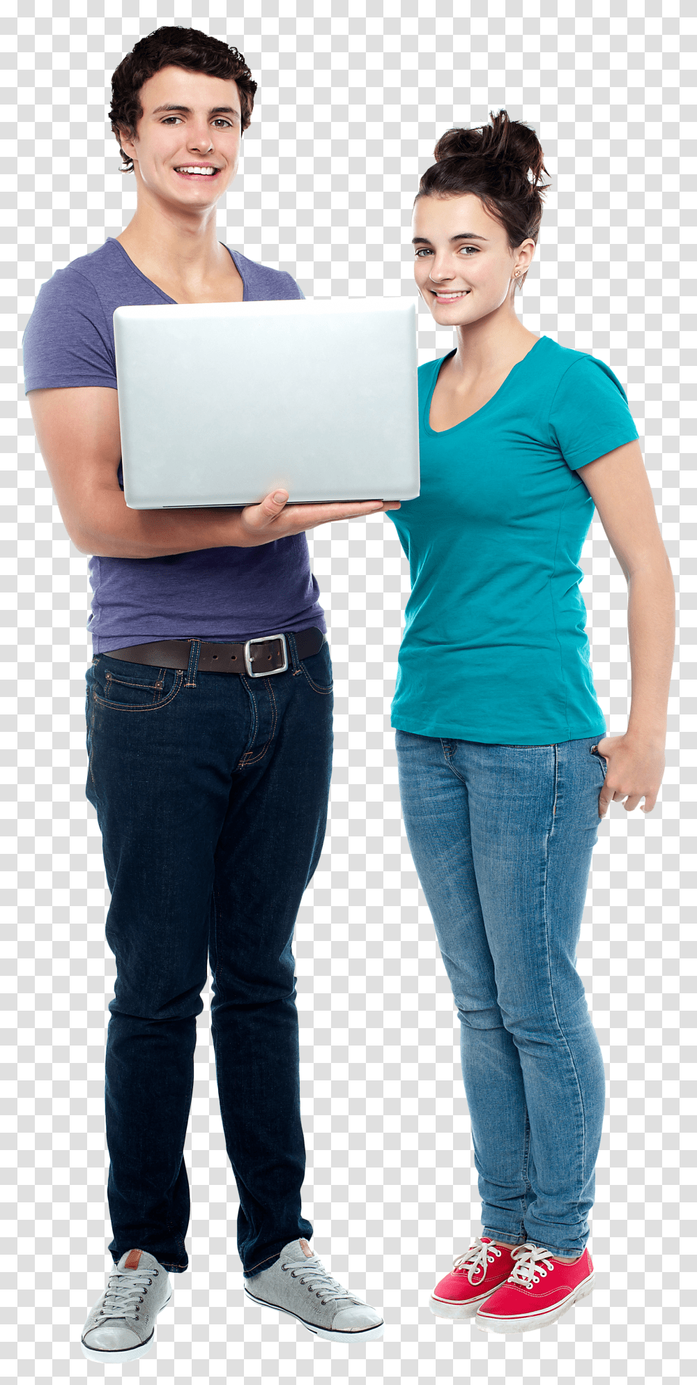 Standing With Laptop Transparent Png