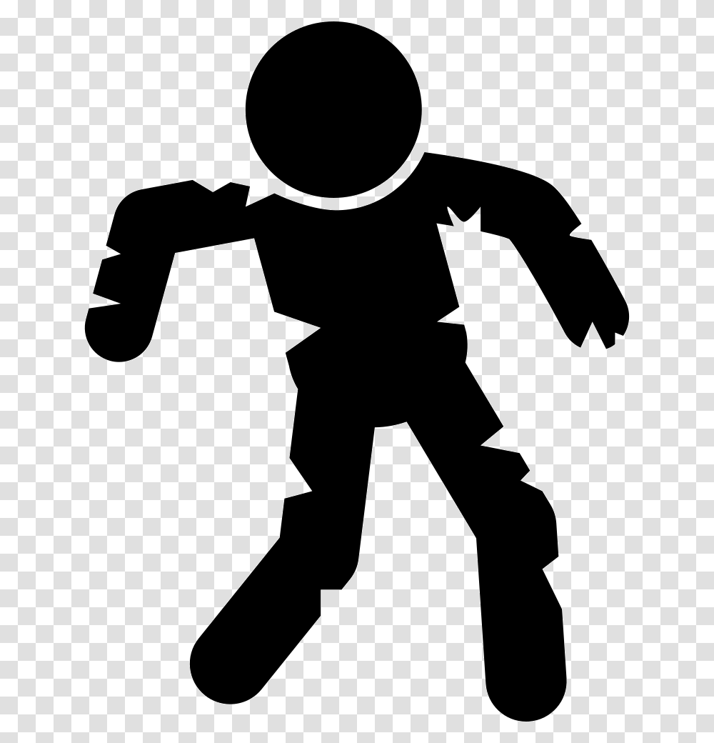 Standing Zombie Shape Zombie Human Icon, Person, Silhouette, Stencil Transparent Png