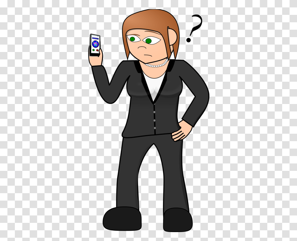 Standingboyfictional Character Man Confused On Phone Clipart, Apparel, Sweater, Cardigan Transparent Png