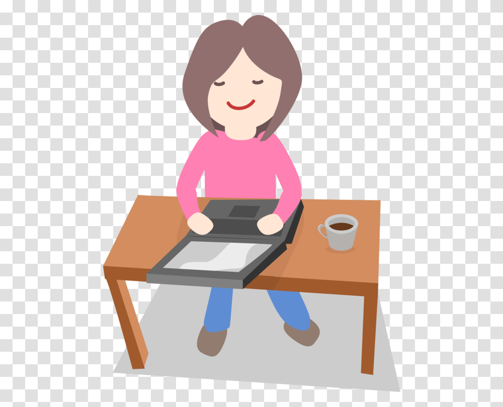 Standingshoulderplay Work On Computer Clipart, Furniture, Tabletop, Female, Girl Transparent Png