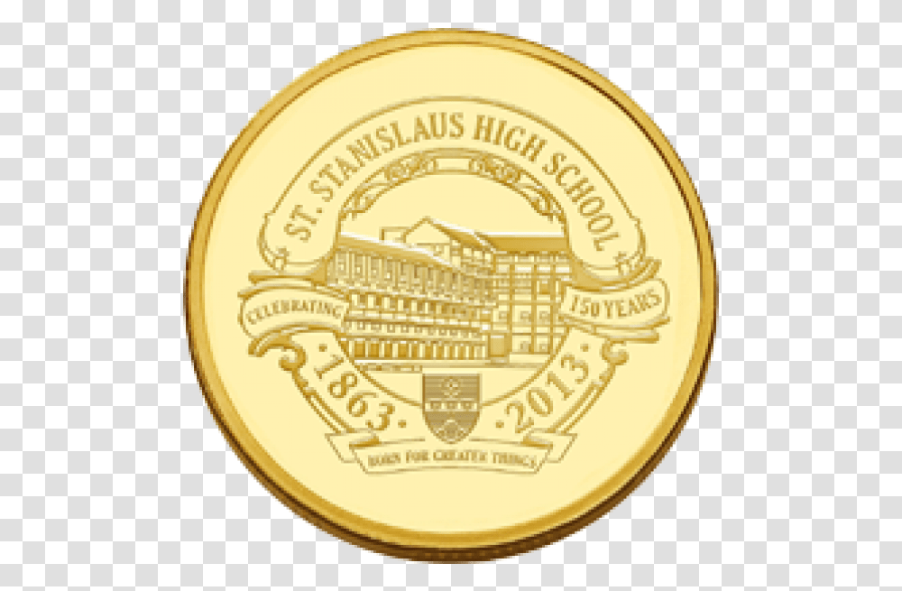 Stanislaus Gold Medal 150 Emblem, Coin, Money, Trophy Transparent Png