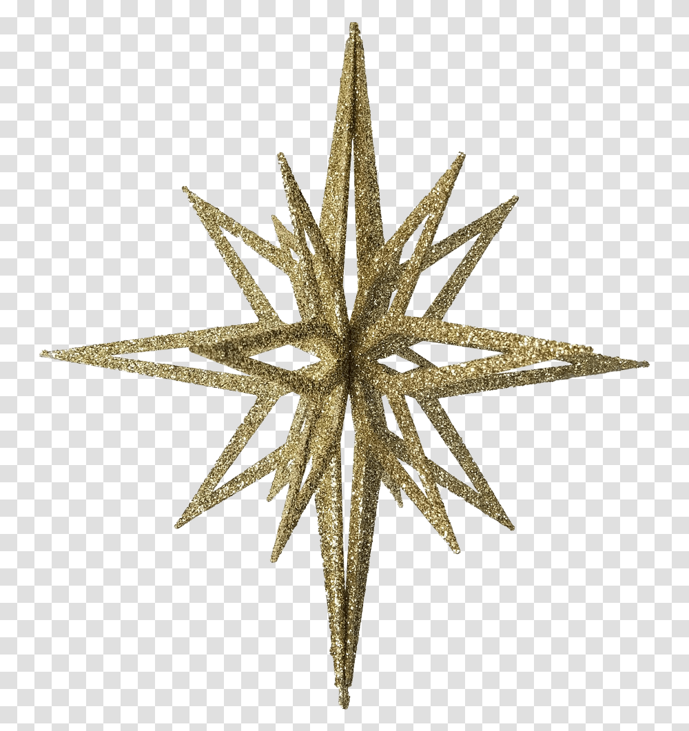 Star 3d Gold Glitter Star Glitter Christmas Ornaments, Cross Transparent Png