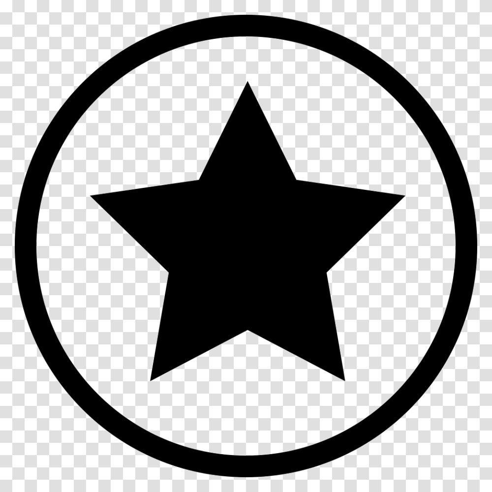 Star Black Shape In A Circle Outline Favourite Interface Symbol, Star Symbol, Cross Transparent Png