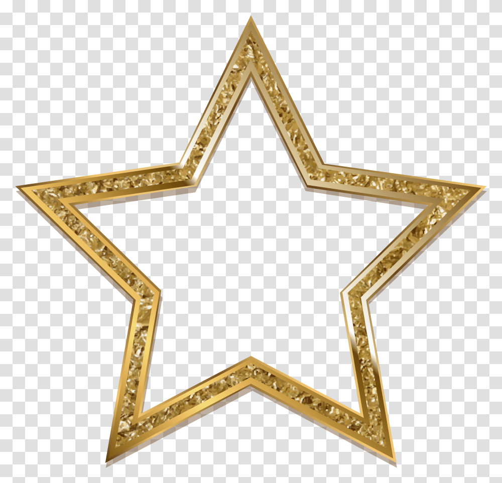 Star Decoration Clip Art Image, Star Symbol, Cross, Gold Transparent Png