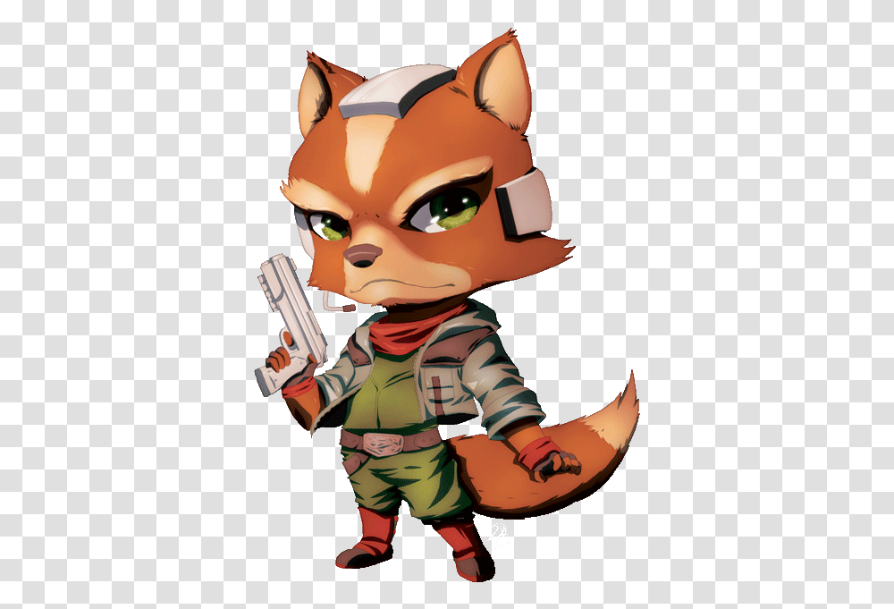 Star Fox Good Luck Htff Gif Fox Star Fox Chibi Clipart Fox Cartoon With Gun, Person, Human, Toy, Clothing Transparent Png