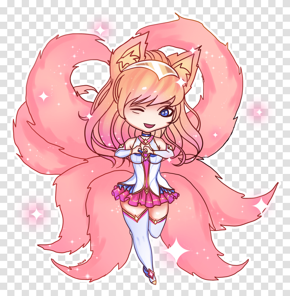 Star Guardian Ahri Chibi Image With Star Guardian Ahri Chibi, Figurine, Toy, Graphics, Art Transparent Png