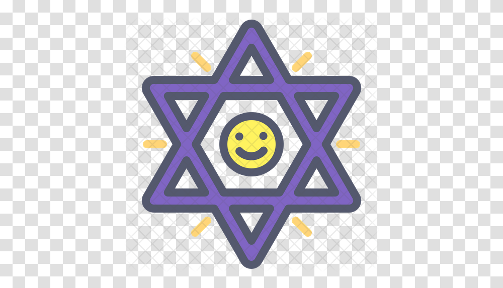 Star Of David Icon Colored Outline Four Major Religions Of The World, Triangle, Road Sign, Symbol, Pac Man Transparent Png