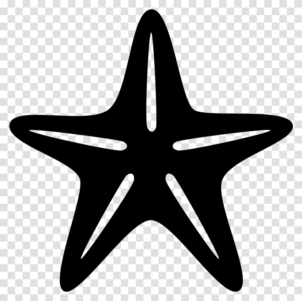 Star Of Sea Fivepointed Shape Starfish Black And White, Axe, Tool, Star Symbol, Hammer Transparent Png