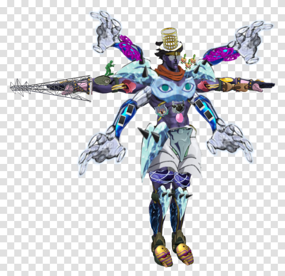 Star Platinum Combined With Every Stand Fictional Character, Pattern, Ornament, Fractal, Costume Transparent Png
