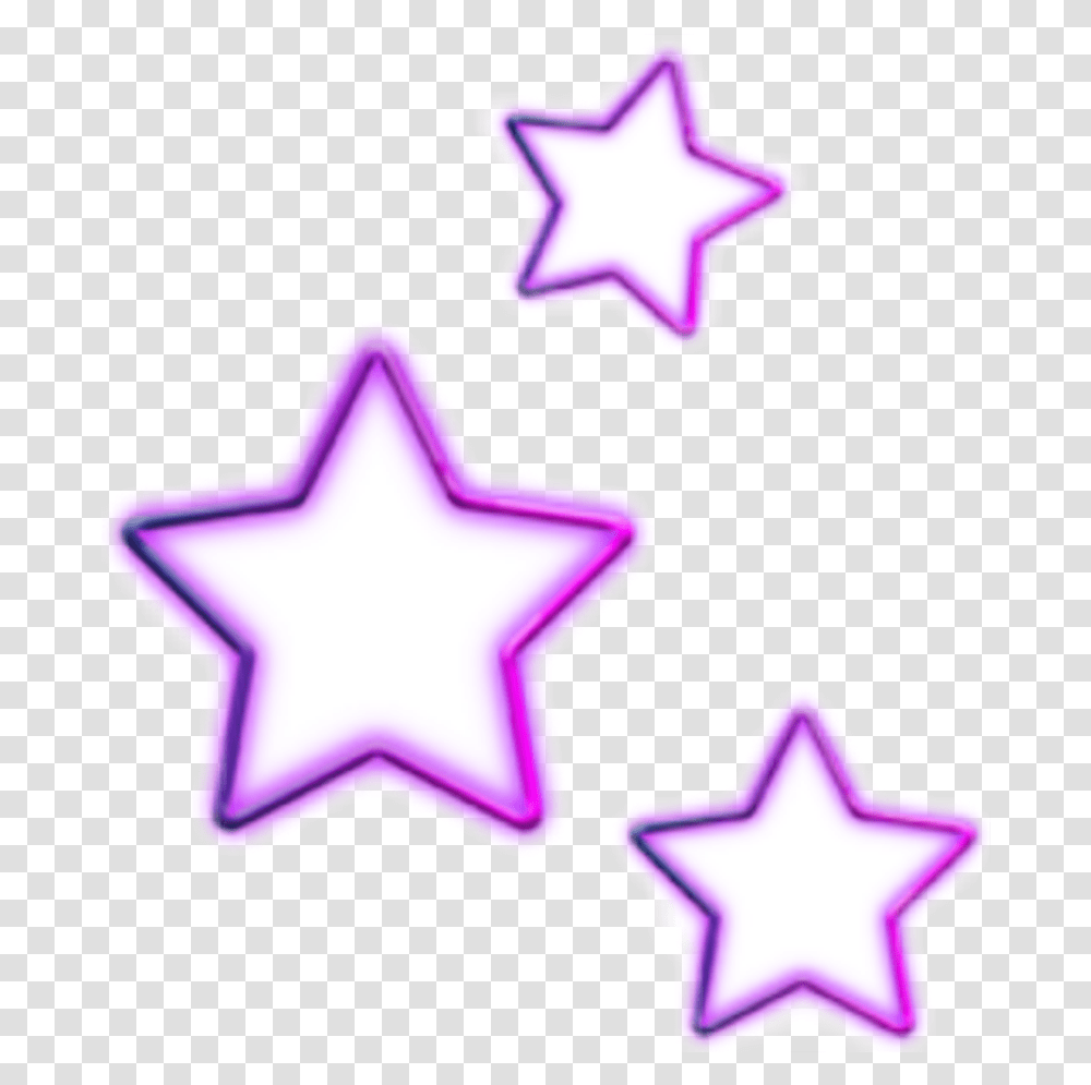 Star Stars Galaxy Cute Neon Glow Purple Star Neon, Star Symbol, Cross Transparent Png